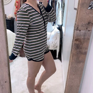 Striped velvet onesie romper lounge size extra large